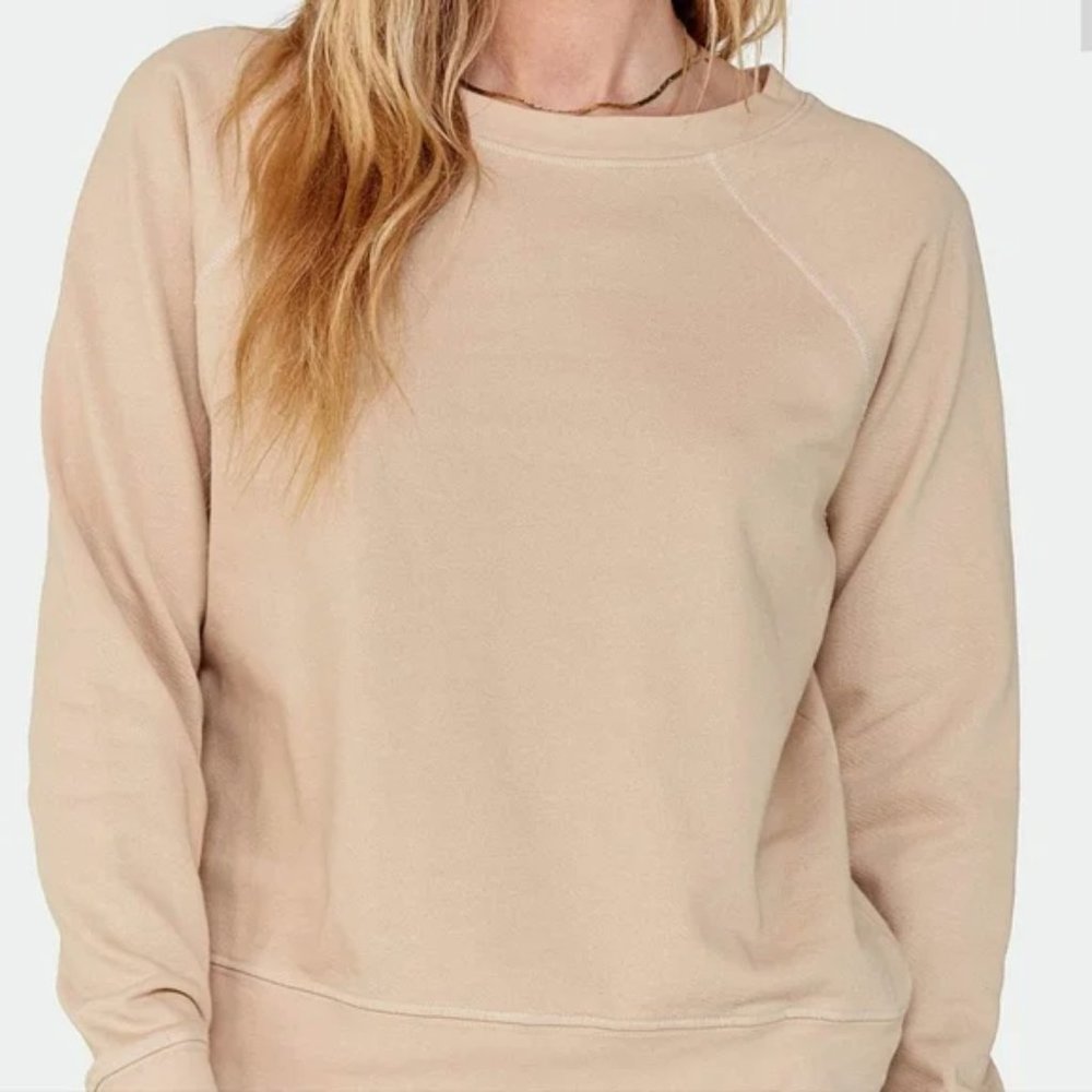 NWT Mate The Label Latte Organic Terry Raglan Crewneck Sweatshirt